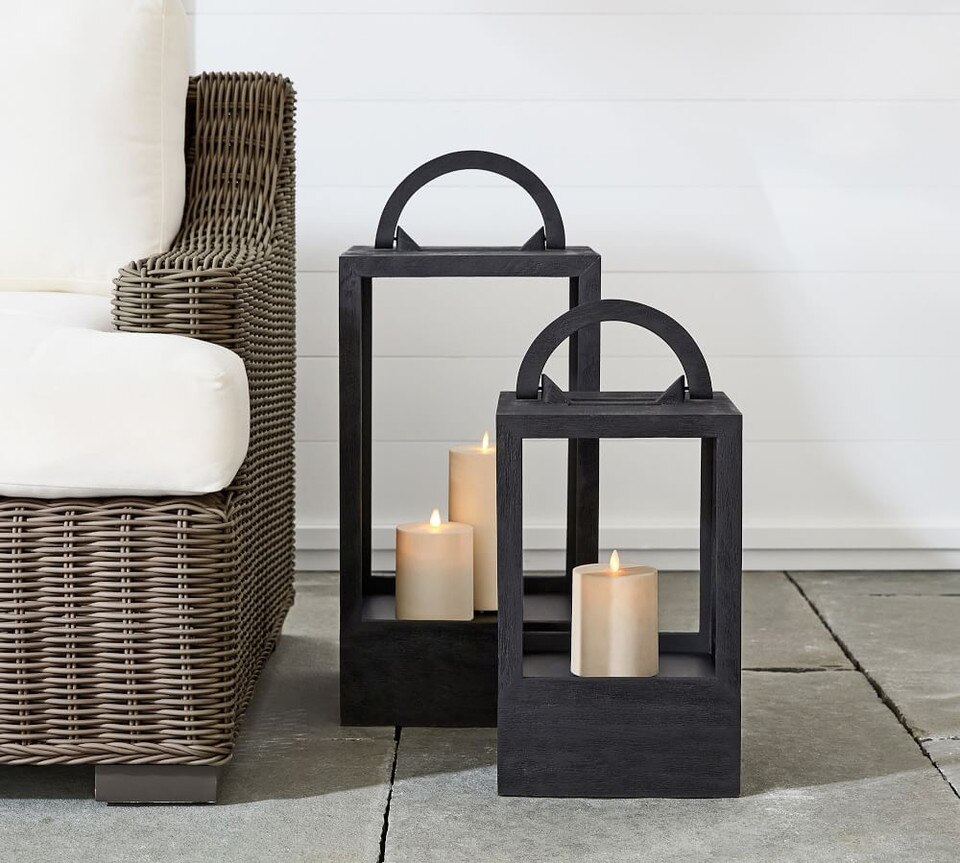 Decker Mango Wood Lanterns Black Pottery Barn Australia